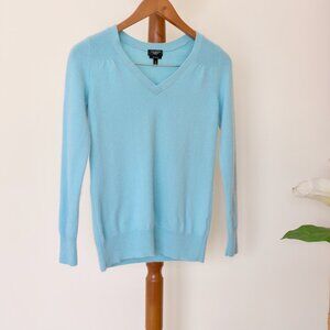 Talbots 100% Pure Cashmere V-Neck Aegean Blue Women’s Pullover Sweater Petite SP